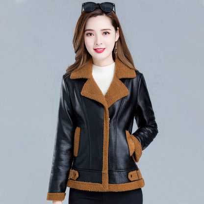 Women’s Black Bomber Genuine Sheepskin Sherpa Shearling Faux Fur Lined Winter Warm Fashion Chic Slim Fit Leather Jacket