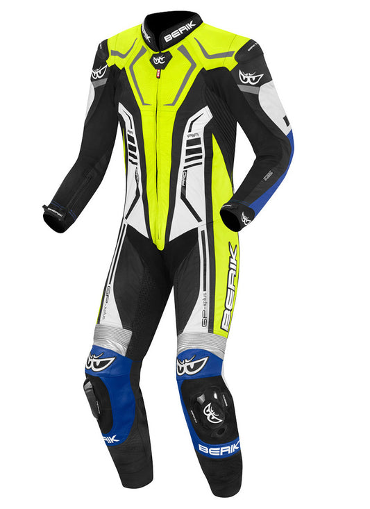 Berik Motegi Motorcycle Racing Leather Suit Black Yellow White