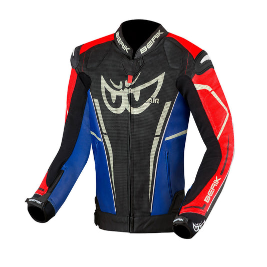 Berik Street Pro Evo Motorcycle Racing Leather Jacket Black Red Blue