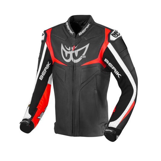 Berik Wild Chase Motorcycle Racing Leather Jacket Black Red