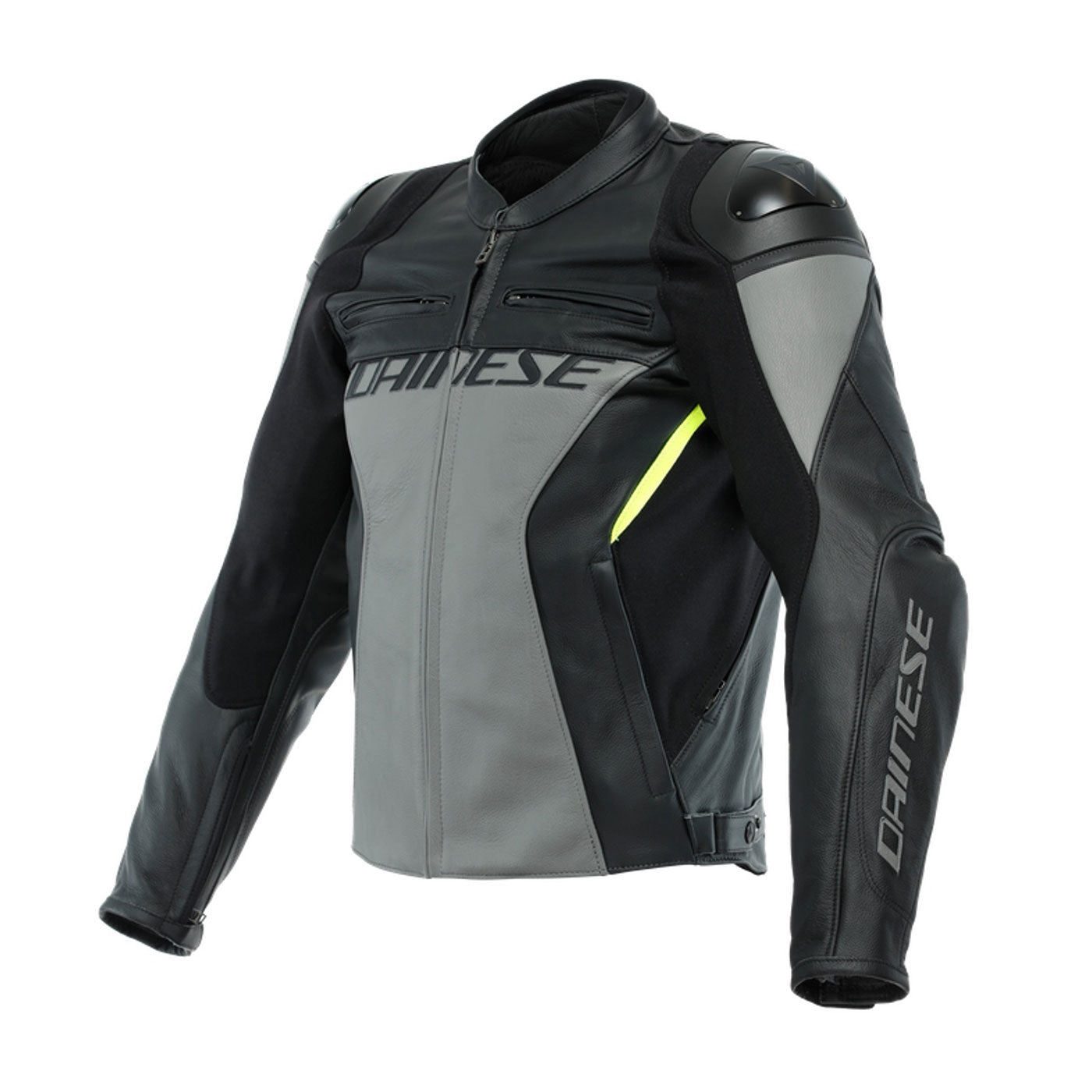 Dainese Racing 4 Motorcycle Leather Jacket Grey Black