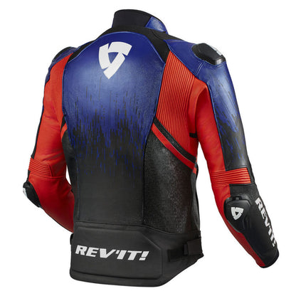 Revit Quantum 2 Motorcycle Racing Leather Jacket Neon Blue Red Black