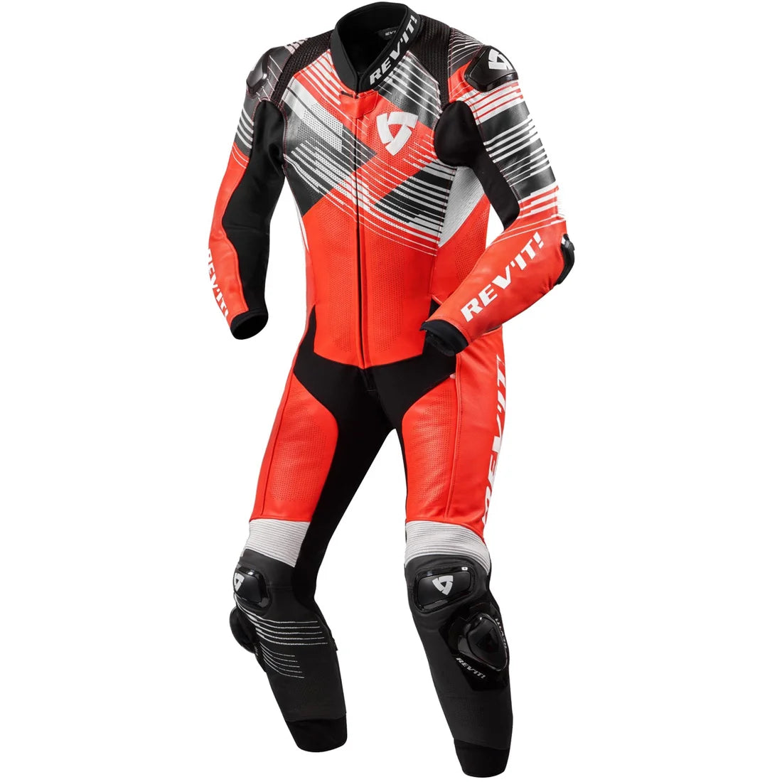 RevIT Apex Motorcycle Racing Leather Suit NEON RED/WHITE